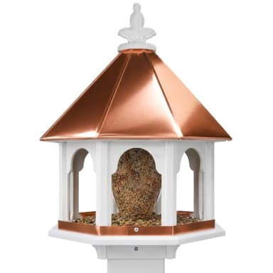 Octagon Wild Bird Feeder Solid Cellular PVC Clear Copper Roof Made in the USA (SBF8C)