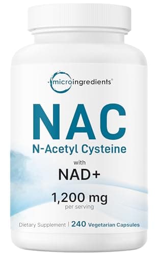 Micro Ingredients NAC with NAD+, 240 Vegetarian Capsules | 1,200 mg Per Serving | 2-in-1 N-Acetyl-L-Cysteine with Nicotinamide Adenine Dinucleotide | Non-GMO, cGMP Manufactured