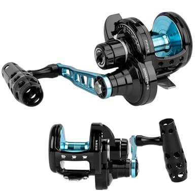 THKFISH Slow Pitch Jigging Reel, 55lbs Max Drag 6.3:1,9+2 Stainless BB Lever Drag Saltwater Heavy Duty Trolling Reel Slow Jigging Reel Saltwater Fishing