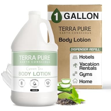Terra Pure Green Tea Hotel Body Lotion | 1 Gallon | For Hospitality & Vacation Rentals to Refill Dispensers | (Single Gallon)
