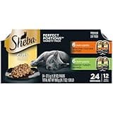 Sheba Perfect Portions Wet Cat Food Cuts in Gravy Variety Pack, Roasted Chicken Entree, and Tender Turkey Entree, 2.6 oz. Twin-Pack Trays, (12 Count, 24 Servings)
