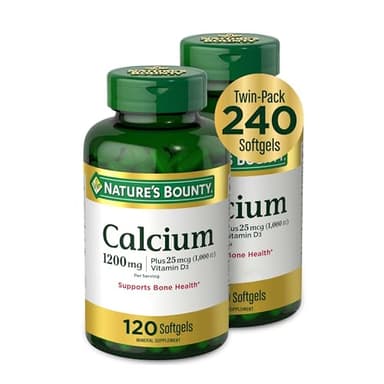 Nature's Bounty Calcium 1200 mg with Vitamin D3 - Bone Health Softgels, Calcium and Vitamin D Supplement, 120 Ct (2-Pack)