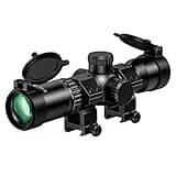 CVLIFE 1.5-5x32 Crossbow Scope, 20-100 Yards Rangefinder Ballistic Reticle, 300-460 FPS Red Green Illuminated Compact Crossbow Scope for Hunting with 20mm Scope Rings