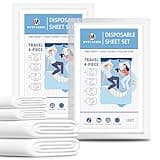 Myetasser Disposable Sheets Set - Kingsize Travel Bedding Set, 2 Packages, 2 Sheets + 2 Quilt Covers + 4 Pillowcases, Hypoallergenic, Reusable