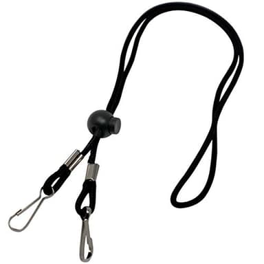 2 Pack - Adjustable Length Face Mask Lanyard - Handy & Convenient Safety Mask Holder & Hanger - Comfortable Around The Neck Facemask Rest & Ear Saver - Easy On & Off by Specialist ID (Black)