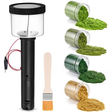 Tioncy Mini Static Grass Applicator Flocking Kit with Anti Slip Handle and 4 x 60g Colors Grass, Diorama Making Supplies, DIY Model Train Accessories Miniatures Landscape Craft (Straight Head)
