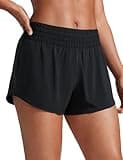 CRZ YOGA High Waisted Running Shorts for Women 2.5" - Mesh Liner Quick Dry for Sport Athletic Workout with Zipper Pocket Black Large