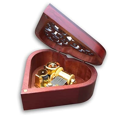 BinkeGG Play (Davy Jones (Pirates of The Caribbean)) Brown Wooden Heart Shape Hollow Out Music Box with Sankyo Musical Movement (65 Tunes Option)