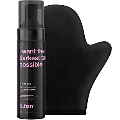 b.tan Ultra Dark Self Tanner Kit | Get The Darkest Tan Possible Bundle - Best Tanning Mousse with Mitt Applicator, 1 Hour Express Sunless Foam, Fast Bronzing Glow, No Fake Tan Smell, Vegan, 6.7 Fl Oz