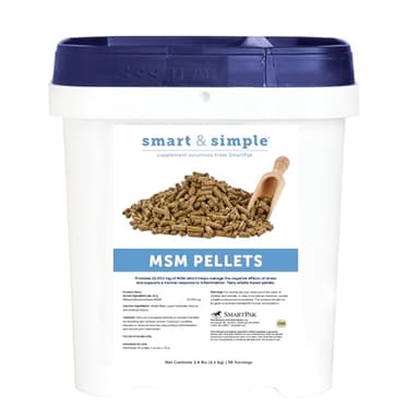 SmartEquine Smart & Simple MSM Pellets | Helps Manage Effects of Stress | Horse Supplement Aids in Cellular and Tissue Strengthening | 56 Servings | 2.4 lb Bucket