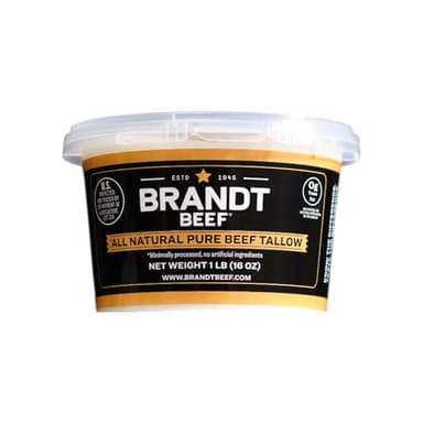 Brandt Beef Tallow – 100% Pure Beef Tallow for Cooking | 16 oz (1 lb) Tub Beef Tallow for Deep Frying | High Smoke Point | No Additives or Preservatives | Sustainably Sourced | Family-Owned Ranch USA