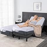 Vipbear Split King Adjustable Bed Bases with Mattress, 12 Inch White Gel Memory Foam Medium-Firm Mattress in Box, Adjustable Bed Frame with Wireless Remote, Smart Electric Bed Frame