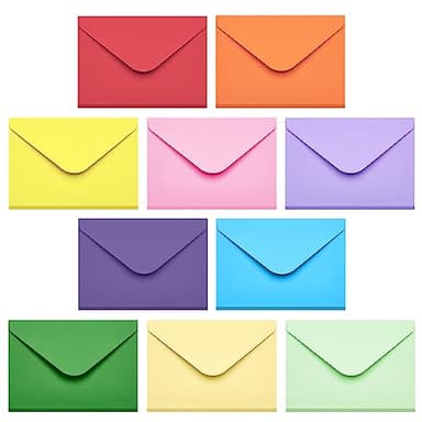 ACSTEP 50PACK Gift Card Envelopes Credit Card Size Mini Envelopes Colorful Tiny Pocket Envelope For Business Card, Small Note Cards 10 Assorted Colors 4X2.75 Inches, Fit Credit Cards