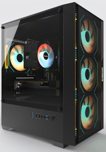 OKAMUS Gaming PC, i7 CPU Up to 4.0GHz, RX 590 2304 SP 8GB DDR5 Graphics Card, 512 GB M.2, 16 GB RAM Pre-Built Computer, ARGB Fans x 4, Win 11 Home，WiFi 6 + BT 5.3, 550W PSU (RX 590+512GB+16GB)