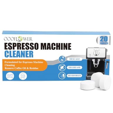 OOOFLOWER 20 Count Coffee Machine Cleaning Tablets, Descaling, Backflush Oil,Limescale & Mineral Deposits Remover Tabs for Espresso Machine, Multi Cup, Pod, Single Serve