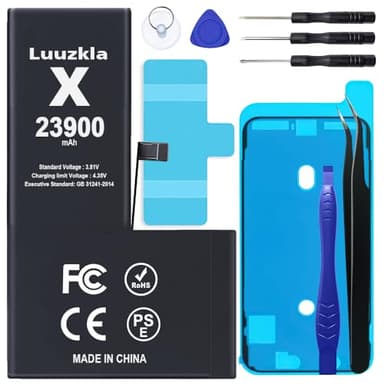 Luuzkla 23900mAh (New Upgrade) Battery Compatible with iPhone X, Super Capacity Battery Replacement Compatible with iPhone X, with Full Tool Kits-0 Cycle High Capacity-24 Months Service