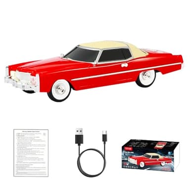 WSTER WS-1966 Retro Sedan Bluetooth Car Replica Speaker – HD Stereo, TWS, FM, USB/TF, LED Lights, Type-C – Portable Model Car Speaker with Mic for Office, Outdoors & Gifts(Red)