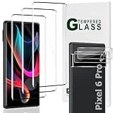 [3+2 Pack] For Google Pixel 6 Pro 6.7 Inch 5G Screen Protector and Camera Lens Protector, HD Clear, 9H Hardness, Fingerprint Support, High Touch Sensitivity, Bubble Free Tempered Glass