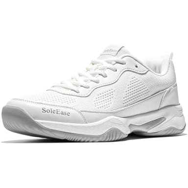 SoleEase Men's Tennis Shoes, Lightweight Breathable Non-Slip Athletic Sneakers for Men & Women Playing Pickleball Table Tennis & Badminton(803White,47)