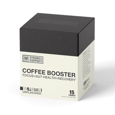Strong Coffee Co. Coffee Booster | 10g Collagen Coffee Protein with Nootropics & Adaptogens, NeuroFactor®, Ashwagandha, L-Theanine & Electrolytes for Focus & Balanced Energy | 15 Packets