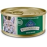 Blue Buffalo Wilderness Natural High-Protein Grain-Free Wet Food for Adult Cats, Duck Paté, 3-oz. Cans, 24 Count