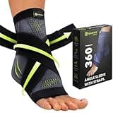 GARNO Ankle Brace Compression Sleeve with Adjustable Straps, Arch Support & Foot Stabilizer, Elastic Wrap for Plantar Fasciitis, Achilles Tendonitis Recovery, Sports Bandage Sock; Men, Women