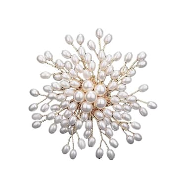 Elegant Pearl Brooch Pins for Women, Brooch Lapel Pin Scarf Shawl Costume Pin Hat Bag Suit Dress Accessories CZ Pearl Brooches and Pins (Flower Shape)