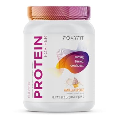 FoxyFit Protein for Her, Vanilla Cupcake Whey Protein Powder with CLA and Biotin for a Healthy Glow (1.85 lbs)