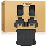 LASFIT Floor Mats & Cargo Mat for Jeep Wrangler JK 2014-2018 Unlimited 4-Door (NOT for JL or 2-Door) All Weather TPE Custom Fit Car Mats Floor Liners Cargo Liner Cargo Mat Black