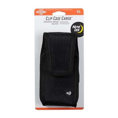 Nite Ize Clip Case Cargo Universal Rugged Holster - Cell Phone & Card Holster Pouch - Durable Phone Holder Clip for Belt - Utility Belt Pouch with Rotating Flex-Clip - XL, Vertical