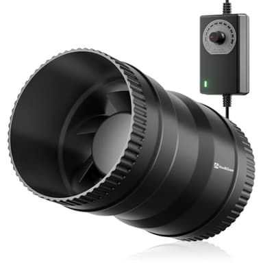 Hon&Guan 4 Inch Inline Booster Duct Fan with Speed Controller - 130 CFM Airflow with 6W Ultra-Low Power and Low Noise