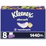 Kleenex Ultra Soft Facial Tissues, 8 Flat Boxes, 180 Tissues per Box, 3-Ply, Packaging May Vary