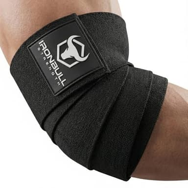 Elbow Wraps for Weightlifting (1 Pair) - 50" Elastic Elbow Braces for Weight Lifting - Elbow Support for Bench Press, Powerlifting, Fitness, & Gym Workout - Gym Elbow Straps Weightlifting (Black)