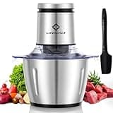 LINKChef Food Chopper, 8 Cup Food Processor Mini Electric, 2L 600W Meat Grinder with 4 Bi-Level Blades, Stainless Steel Mincer for Kitchen, Vegetable, Onion, Garlic, Salad, Baby Food, Fruit, Nuts