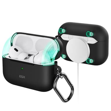 ESR for AirPods Pro 2nd Generation Case (HaloLock), Compatible with Airpods Pro Case 2nd/1st Gen (2023/2022/2019), Compatible with MagSafe, Magnetic Lid Lock, Full Drop Protection, Black