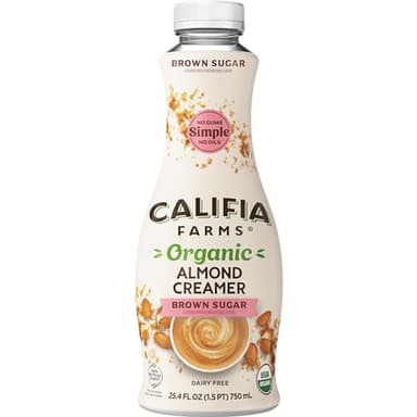 Califia Farms - Organic Brown Sugar Almond Milk Coffee Creamer, 25.4 Oz, Dairy Free, Plant Based, Vegan, Gluten Free, Non GMO, Almond Creamer, Almond Milk, USDA Organic