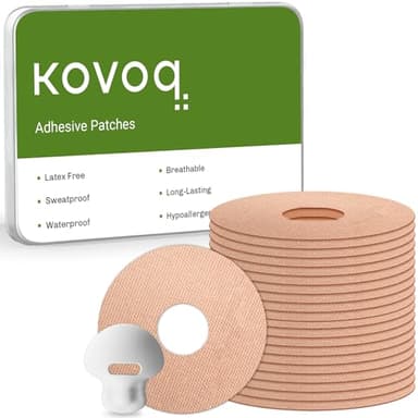 Kovoq CGM Patches for Medtronic Guardian 4 Sensor, 20-Count Waterproof Guardian 4 Over Patches with Customized Reusable Hardshell Cover for 14 Days of Enhanced Protection and No Double Taping (Tan)