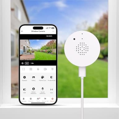 Atfoyer 2K Window Camera for Home Security with Full Color Night Vision, 2.4GHz WiFi Indoor Security Cameras, Human & Motion Detection, 24/7 Monitoring, 2 Way Talk, Easy Install