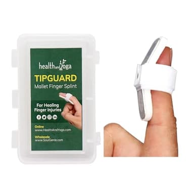 HealthAndYoga™ TipGuard Bendable Finger Splint for Mallet Finger Deformity -Post-Surgical Care- Adjustable Straightener -Trigger Finger Brace - 2 Sizes Set