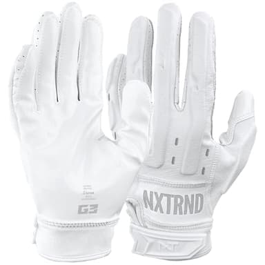 Nxtrnd G3 Pro Padded Football Gloves, Sticky Padded Receiver & Lineman Gloves (White, Medium)