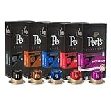 Peet's Coffee, Dark and Medium Roast Espresso Capsules Variety Pack with Decaf, Compatible with Nespresso Original Machine - Intensity 8-11, 50 Count (5 Boxes of 10 Espresso Capsules)