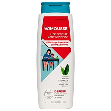 Vamousse Head Lice Defense Daily Shampoo, Use After Exposure or Treatment, Prevents Lice Infestation, No Parabens, Sulfates or Dyes, Family Size, 13.5 Oz