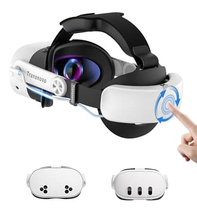 TRANSNOVO Battery Head Strap for Meta Quest 3/Quest 3S, 10000mAh Battery Pack, 20W Fast Charging Elite Strap with Tightening Dial, Adjustable Quest 3 Accessories for Extended VR Playtime, Black