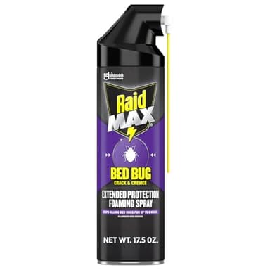 Raid Max Bed Bug Crack & Crevice Extended Protection Foaming Spray, Kills Bed Bugs for up to 8 weeks on Laminated Woods and Surfaces, 17.5 oz