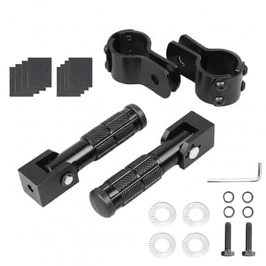 YGIUSSH M8 Motorcycle Foot Pegs, 90 Degree Foldable Footpegs with Anti-Loosening Washer & Rubber Gasket for Ultimate Stability, Universal CNC Anti-Skid Footrest for Adventure Touring Bikes (Black)
