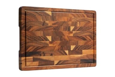 FYCTIO Walnut Wood Cutting Board End Grain Wooden Cutting Boards for Kitchen Chopping Block with Deep Juice Groove, Inners Handles, Gift Box, 16.5"x11.6"x0.8"
