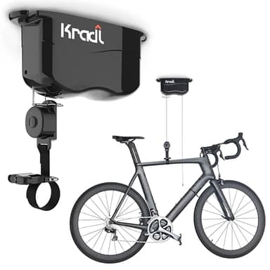 Kradl - Ceiling Mount Bike Lift and Rack. Bicycle Storage Hoist Without Electricity, Clumsy Ropes or Pulleys. 25 Pound Capacity.