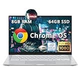 ASUS 14" FHD Chromebook Laptop, Intel M3-8100Y Processor, 8GB RAM, 64GB SSD, Intel HD Graphics, Backlit Keyboard, HD Webcam, Chrome OS, Silver (Renewed)