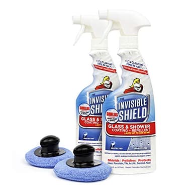 Invisible Shield Protective Glass Shower Coating for Showers, Mirrors, Windows, Tile to Repel Soap Scum and Hard Water Minerals for Easier Cleaning (2 Pack) 16 oz