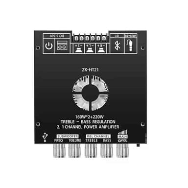 ZK-HT21 TDA7498E 160W×2+220W Subwoofer 2.1 Channel Audio Power Amplifier with Treble and Bass Control